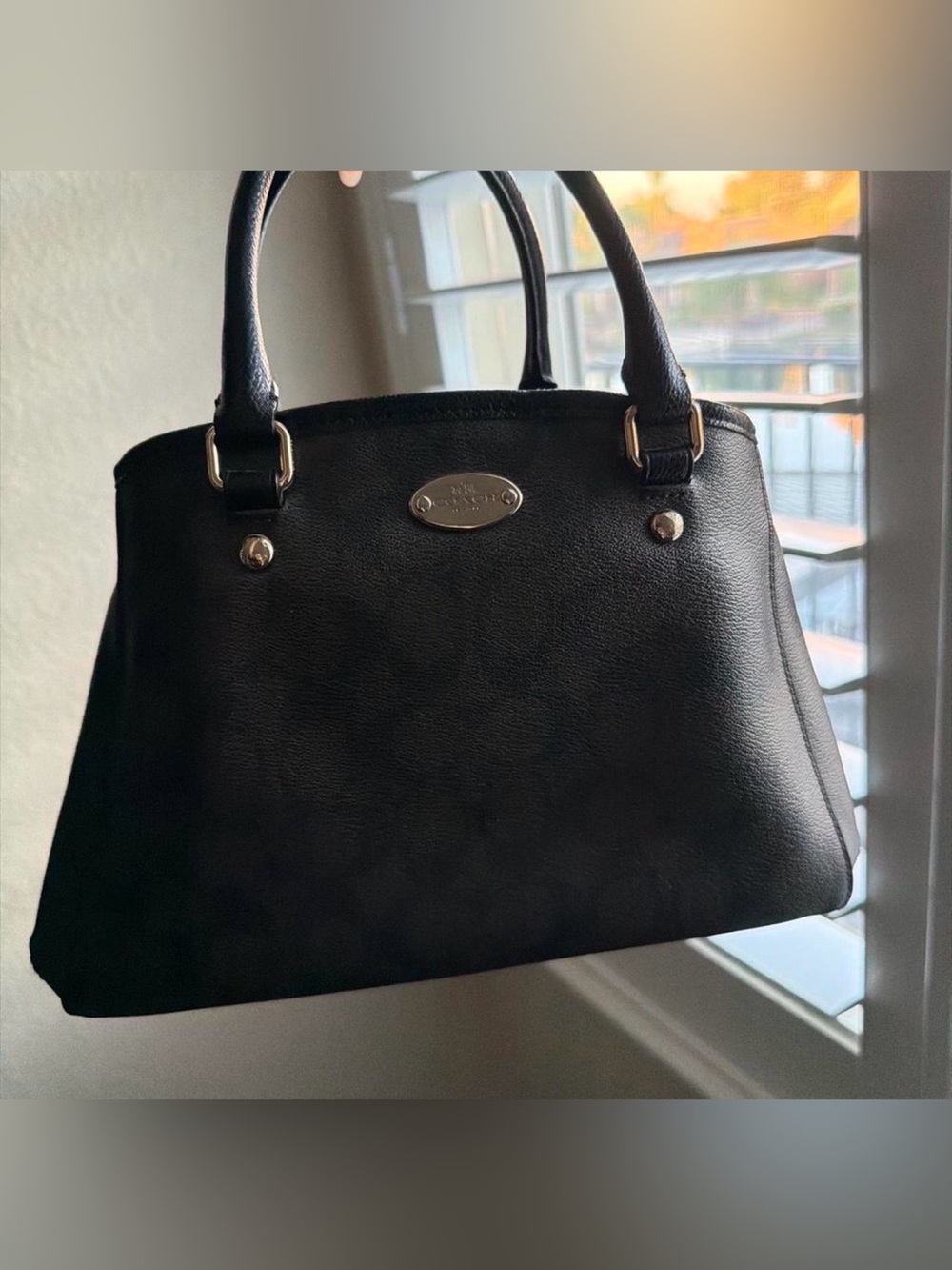 Coach Black Leather Satchel with Gold-Tone Accents